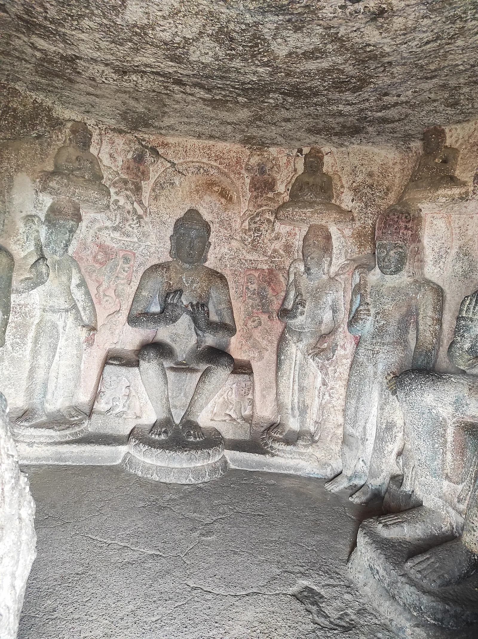 Pillared hall of a Pandav Leni cave